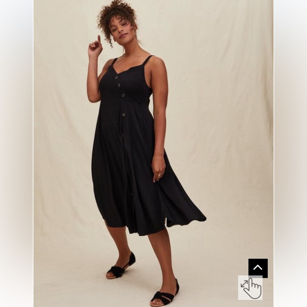 Torrid- Midi Challis Asymmetrical Button-Front Dr… - image 2